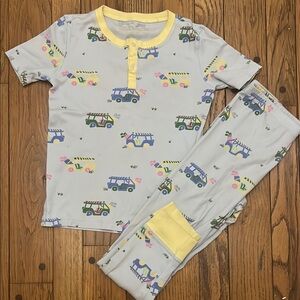 The Beaufort Bonnet Company blue and Yellow Pajama Set with Playful Print